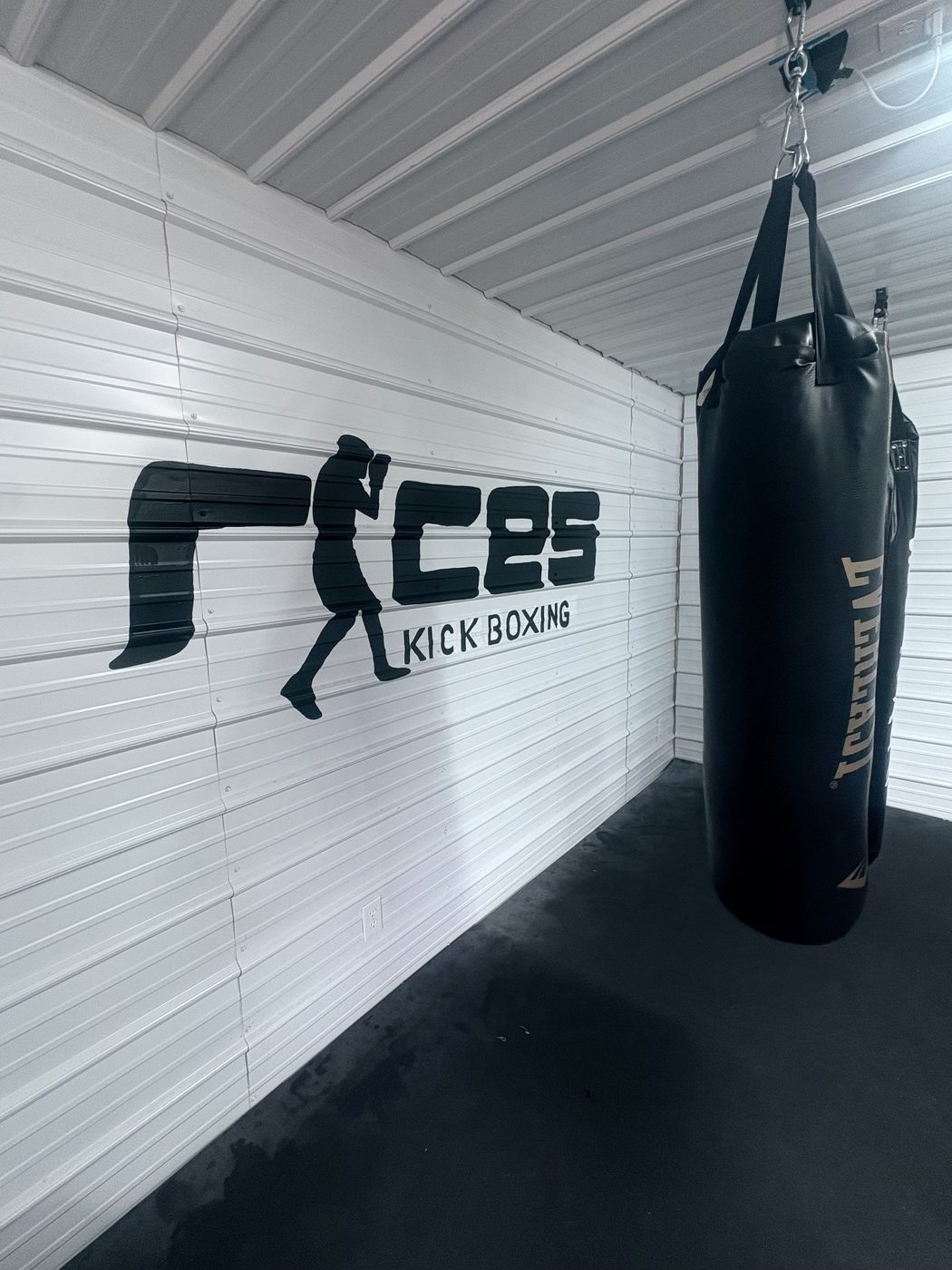 Heavy bag area at Rice’s Kickboxing gym