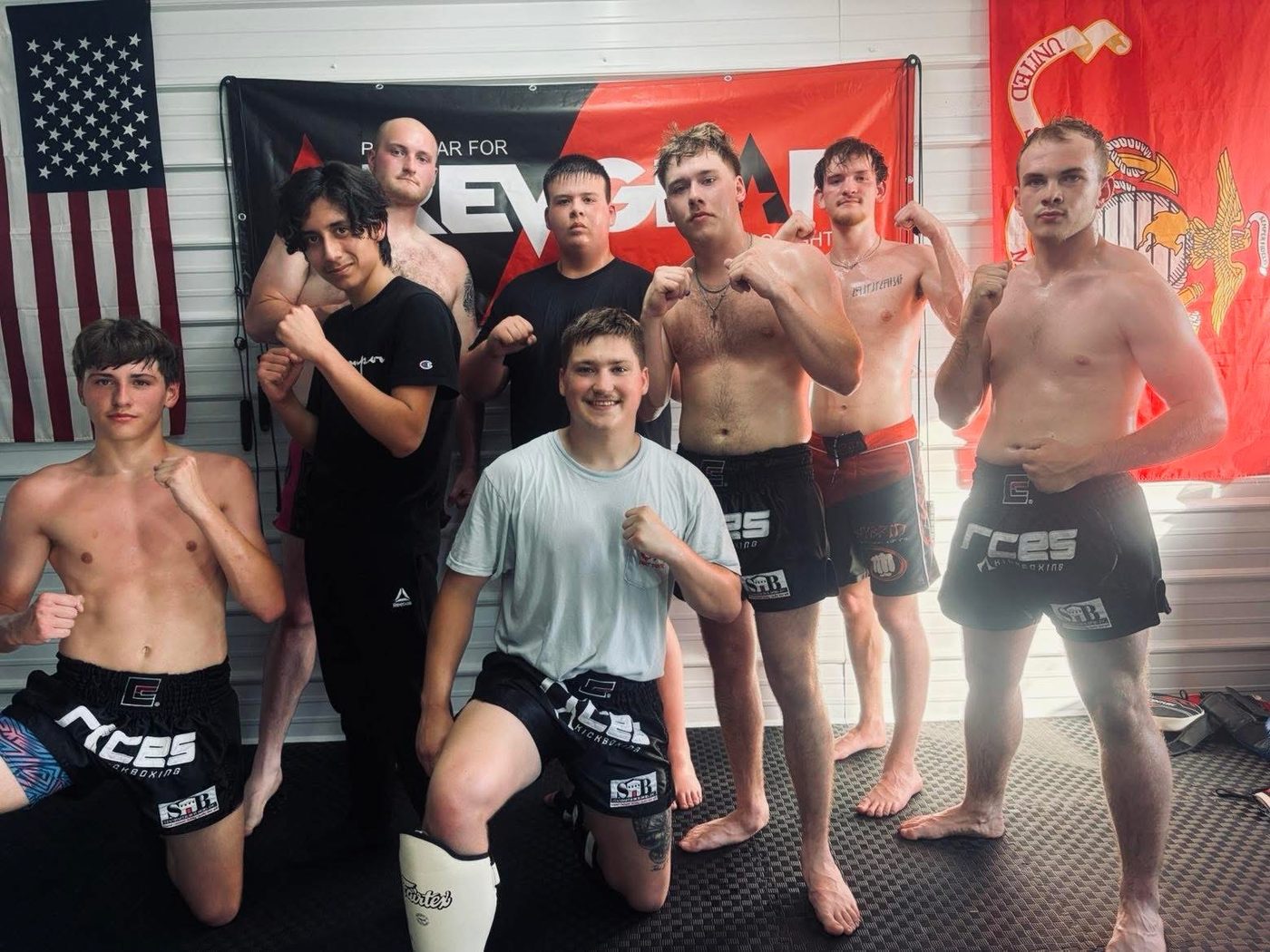 Adult kickboxing class group